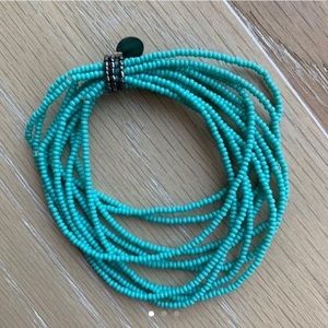Teal beaded bracelet stack